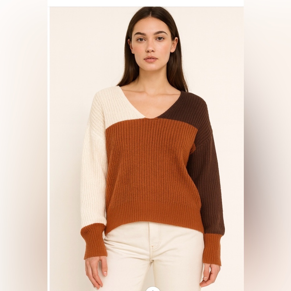 Colorblock V-Neck Sweater